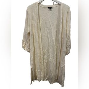 Talbots boho Open Front Linen Long Cardigan Sweater duster festival Lightweight